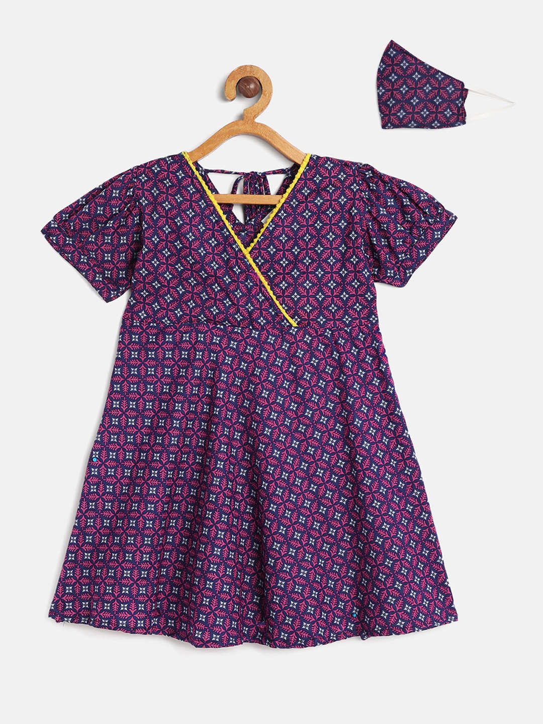 

kidcetra Girls Purple Printed Fit and Flare Dress
