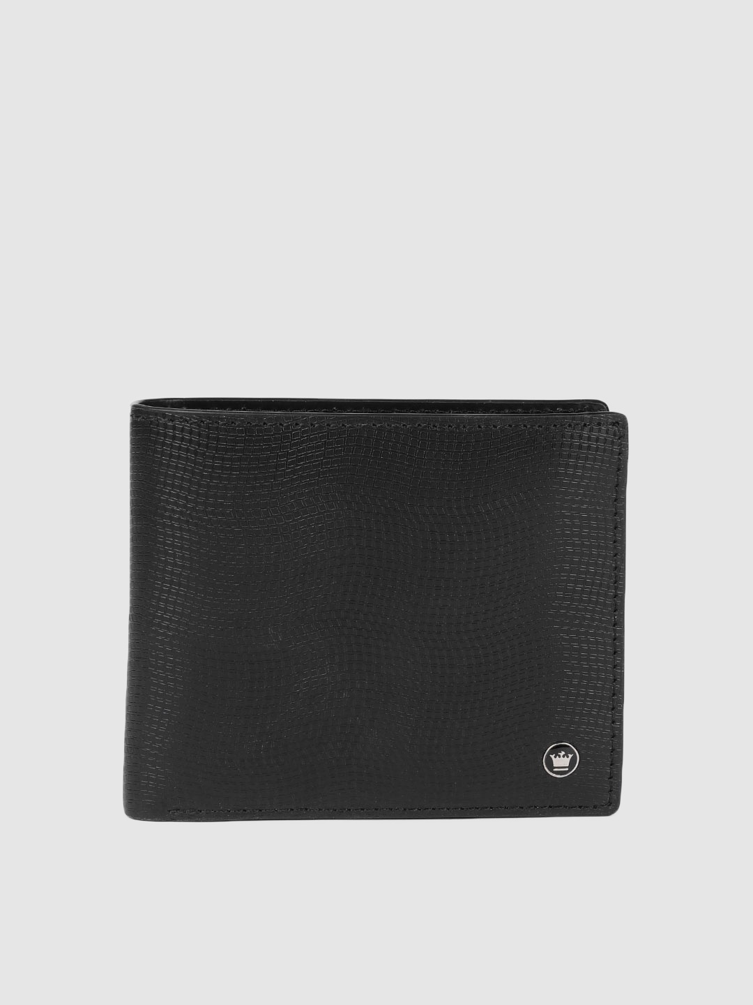 

Louis Philippe Men Black Solid Leather Two Fold Wallet