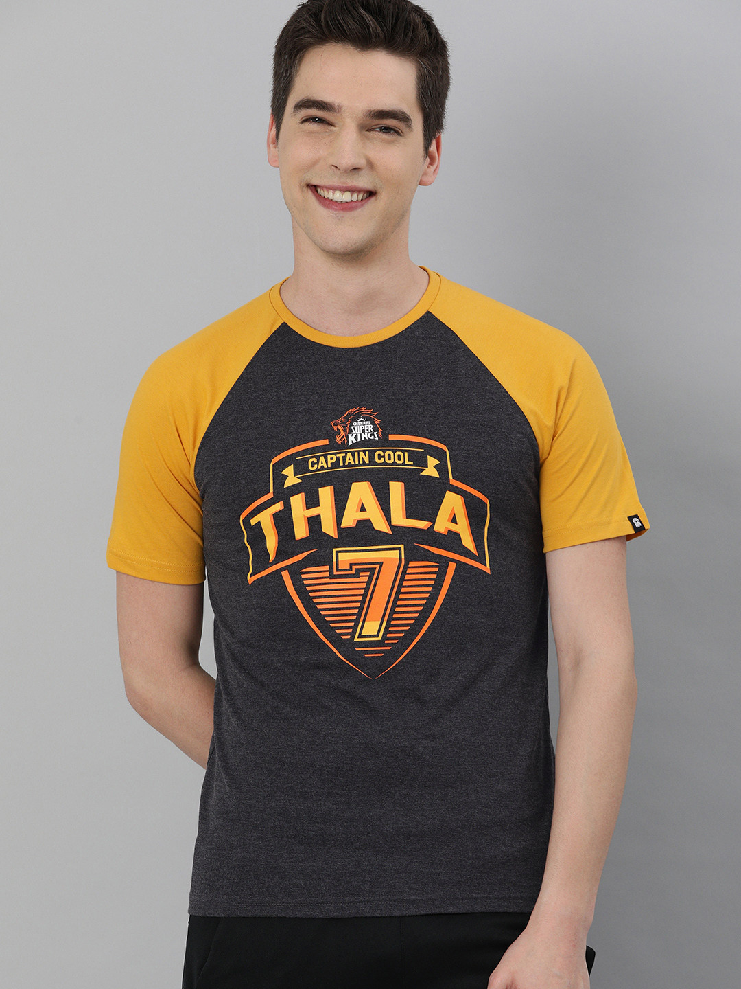 

The Souled Store Men Grey Printed Chennai Super Kings Captain Cool Round Neck T-shirt
