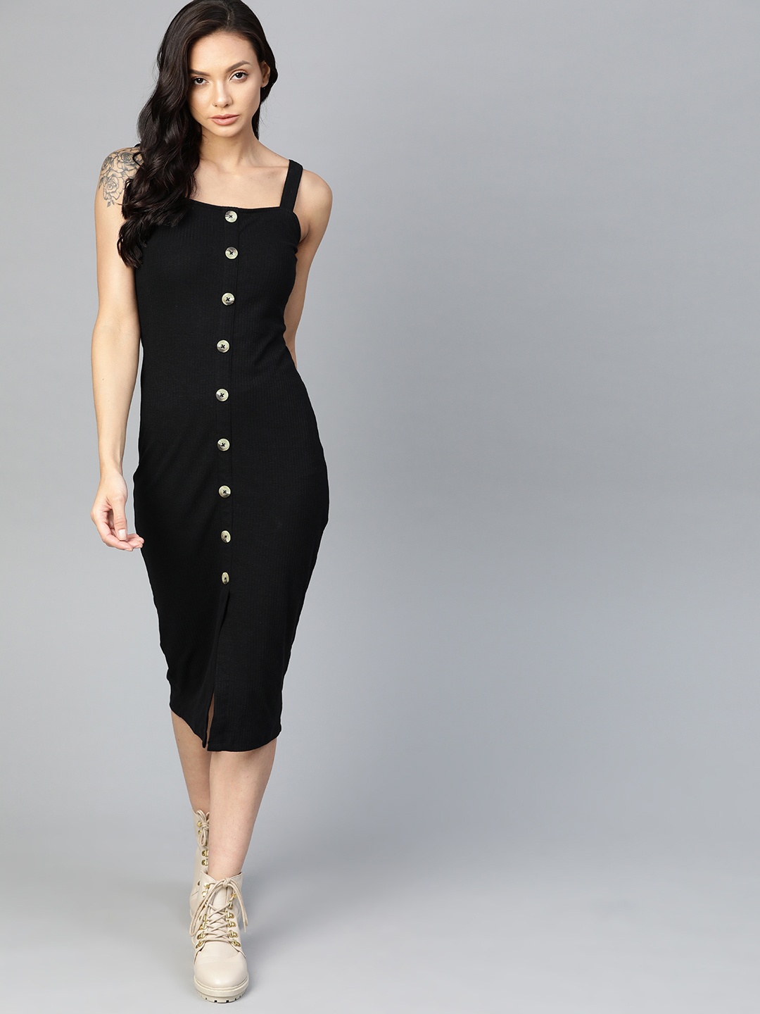 

Roadster Black Striped Sheath Midi Dress