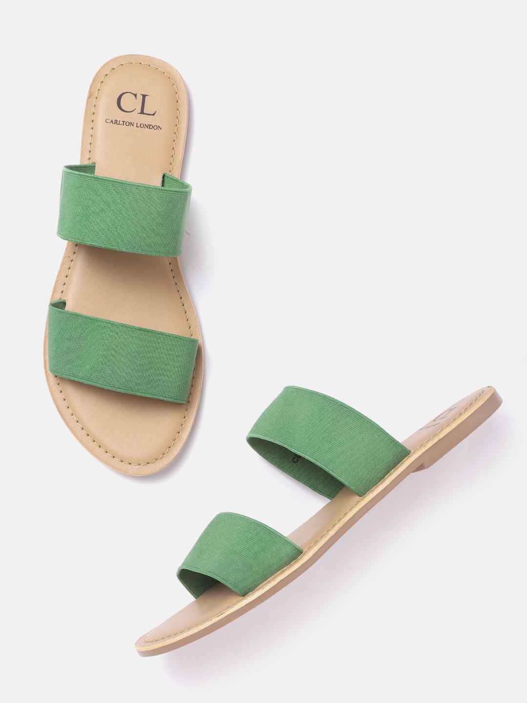 

Carlton London Women Green Solid Open Toe Flats