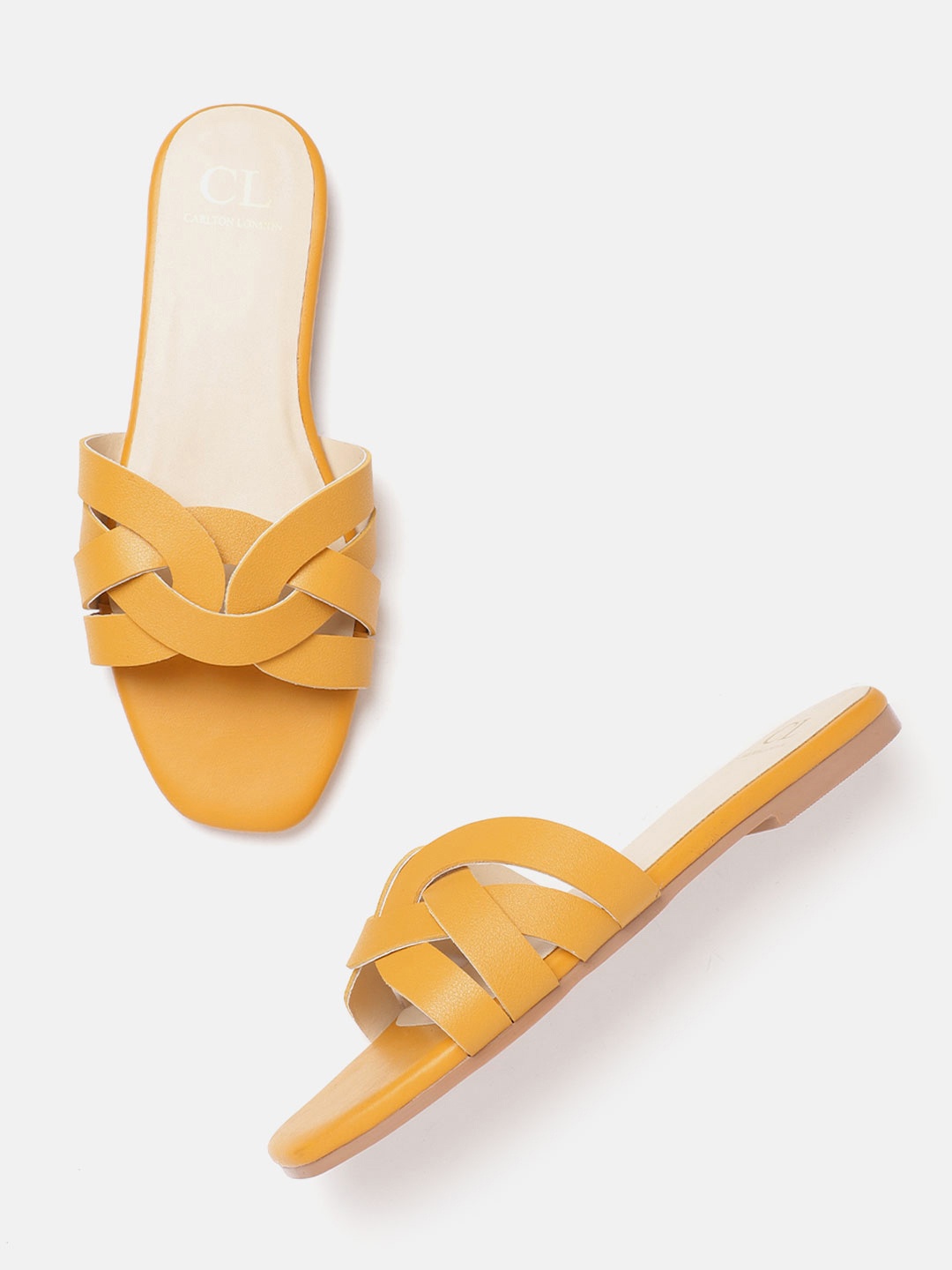 

Carlton London Women Mustard Yellow Solid Open Toe Flats