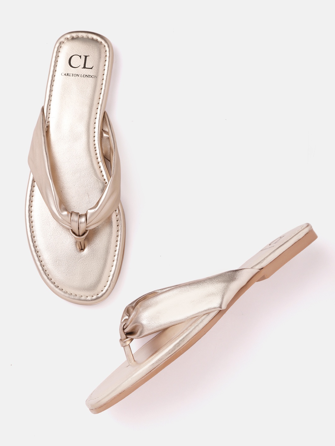 

Carlton London Women Gold-Toned Solid Open Toe Flats