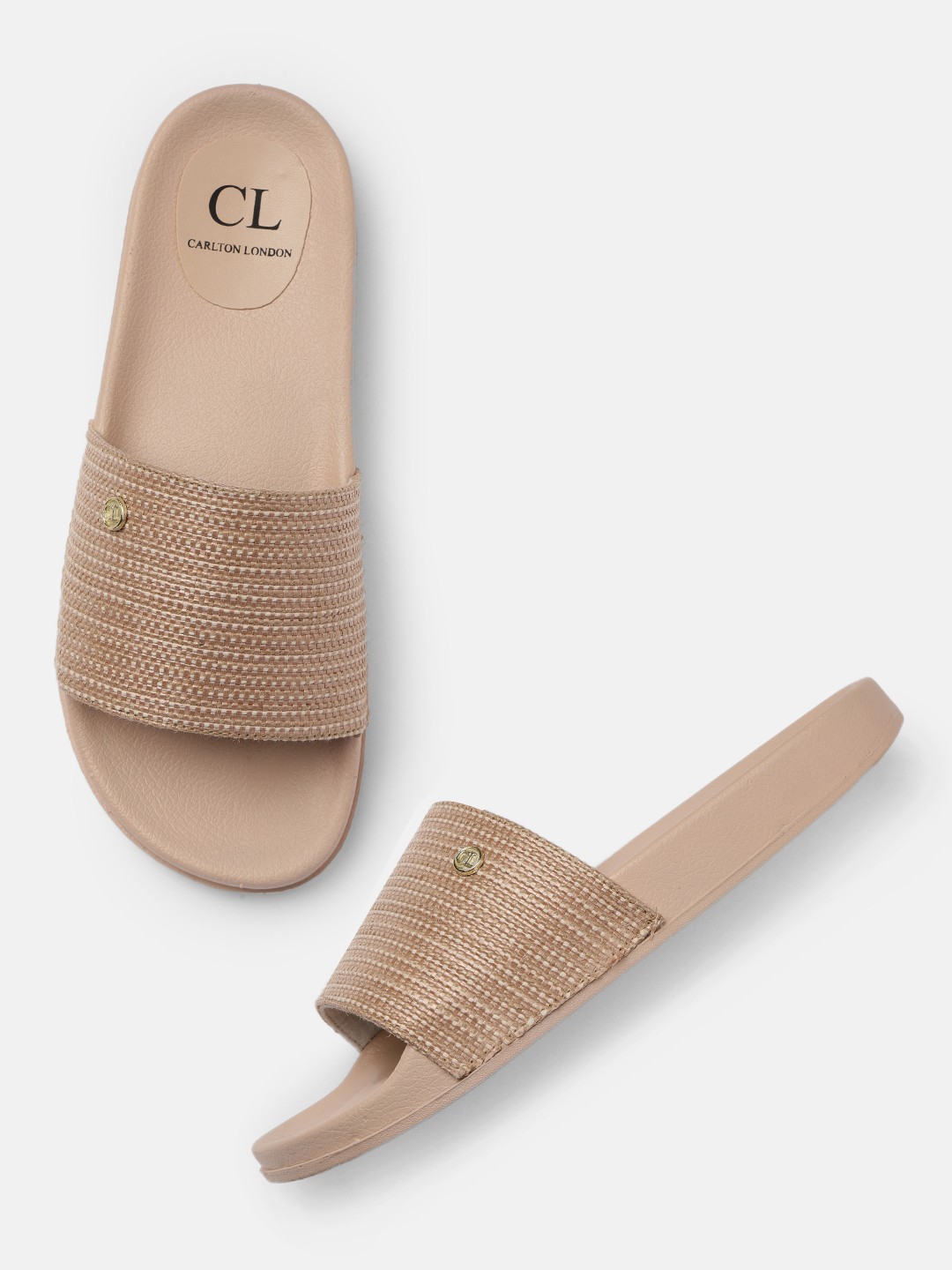 

Carlton London Women Beige Woven Design Open Toe Flats