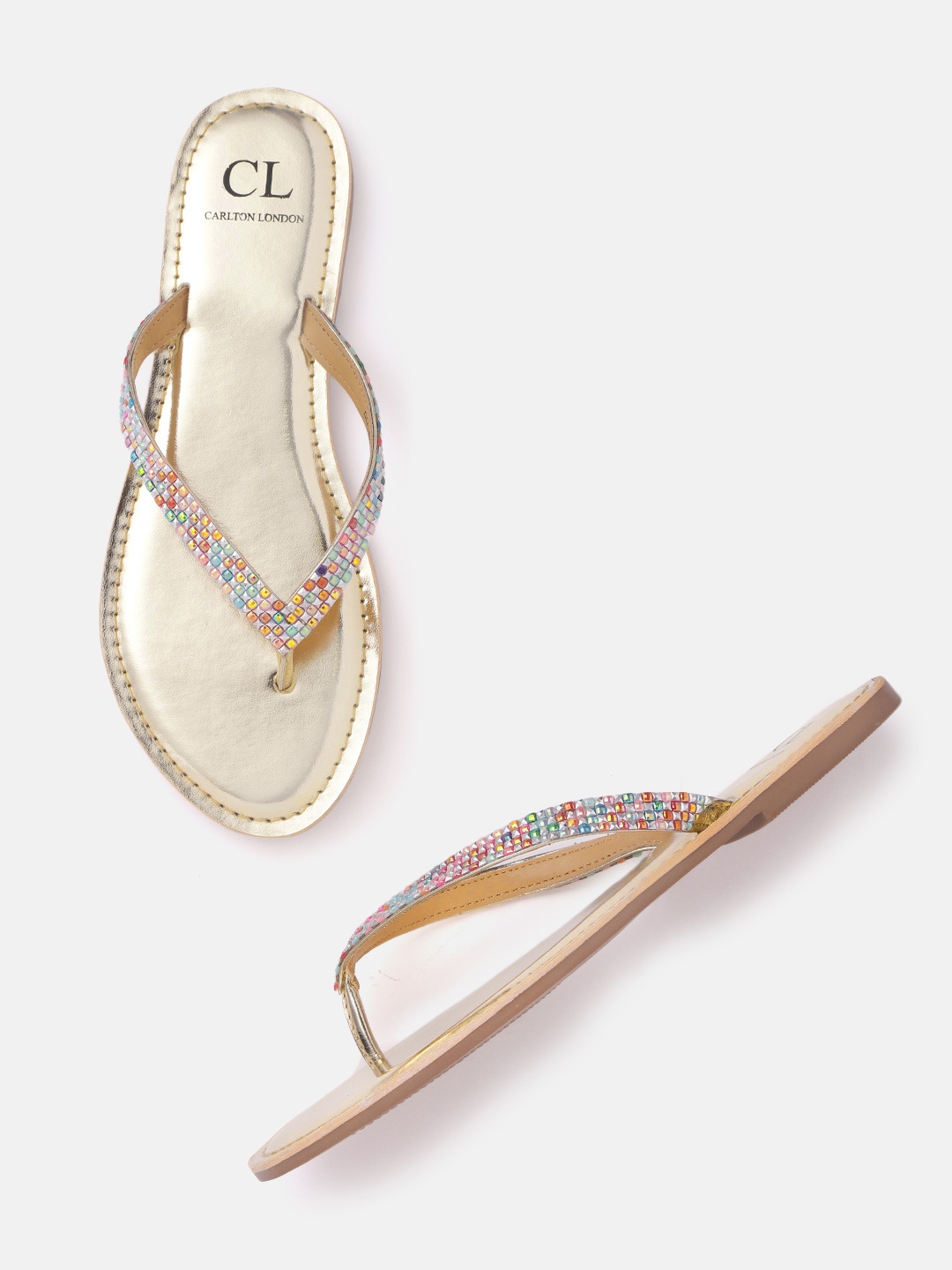 

Carlton London Women Multicoloured Embellished Open Toe Flats, Multi
