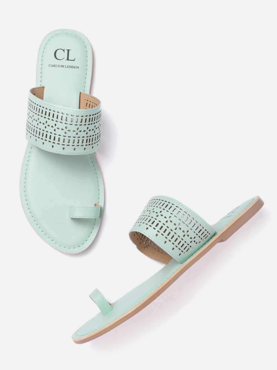 

Carlton London Women Sea Green Laser Cut One Toe Flats
