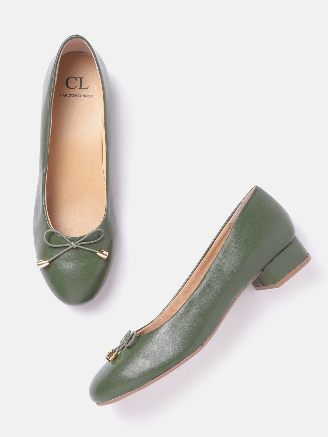 

Carlton London Women Olive Green Solid Ballerinas