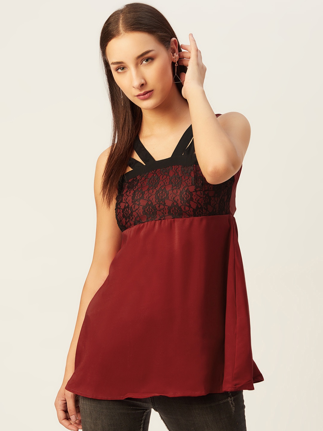 

Belle Fille Red & Black Empire Top