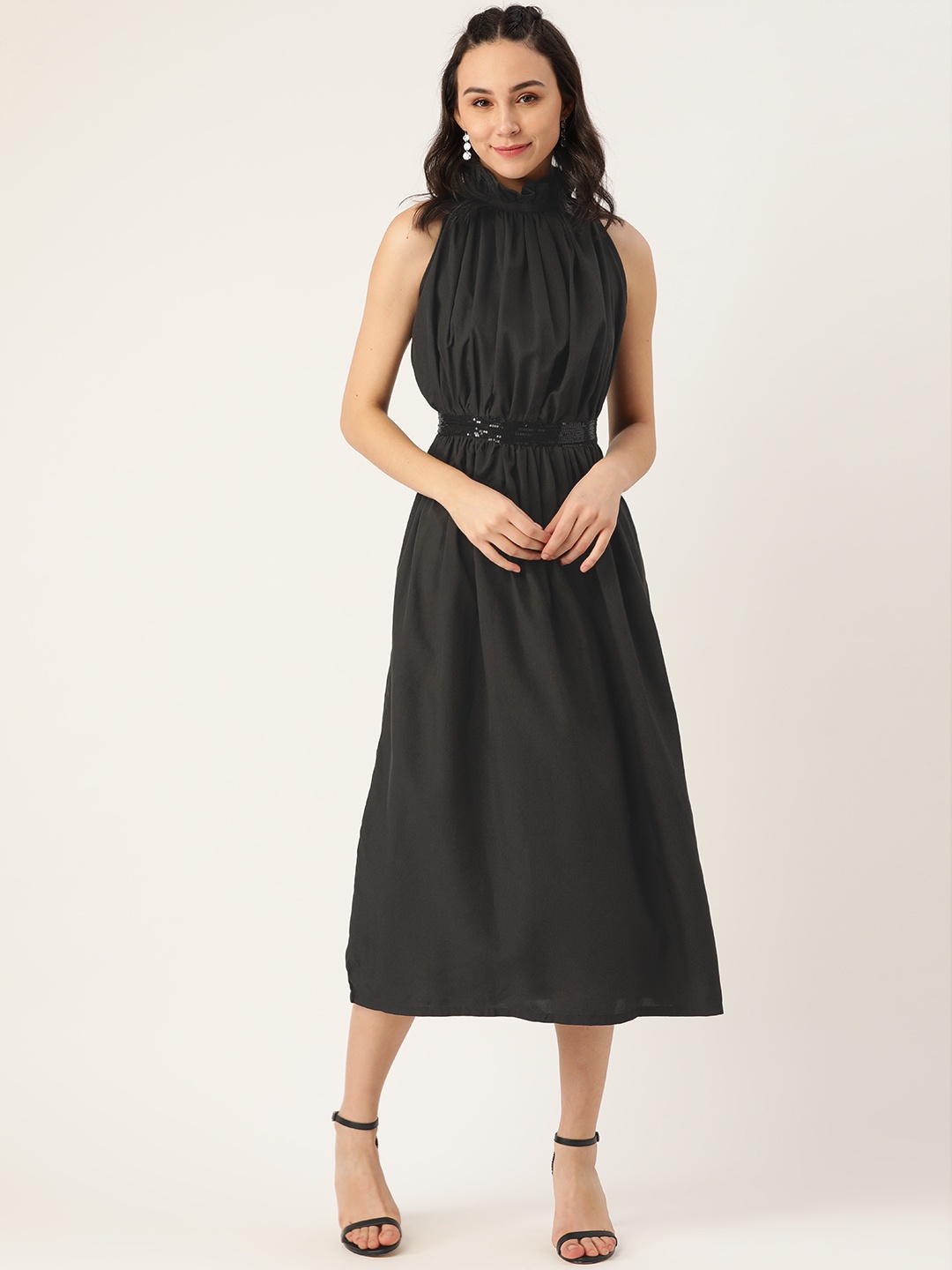 

Belle Fille Women Black Solid A-Line Dress