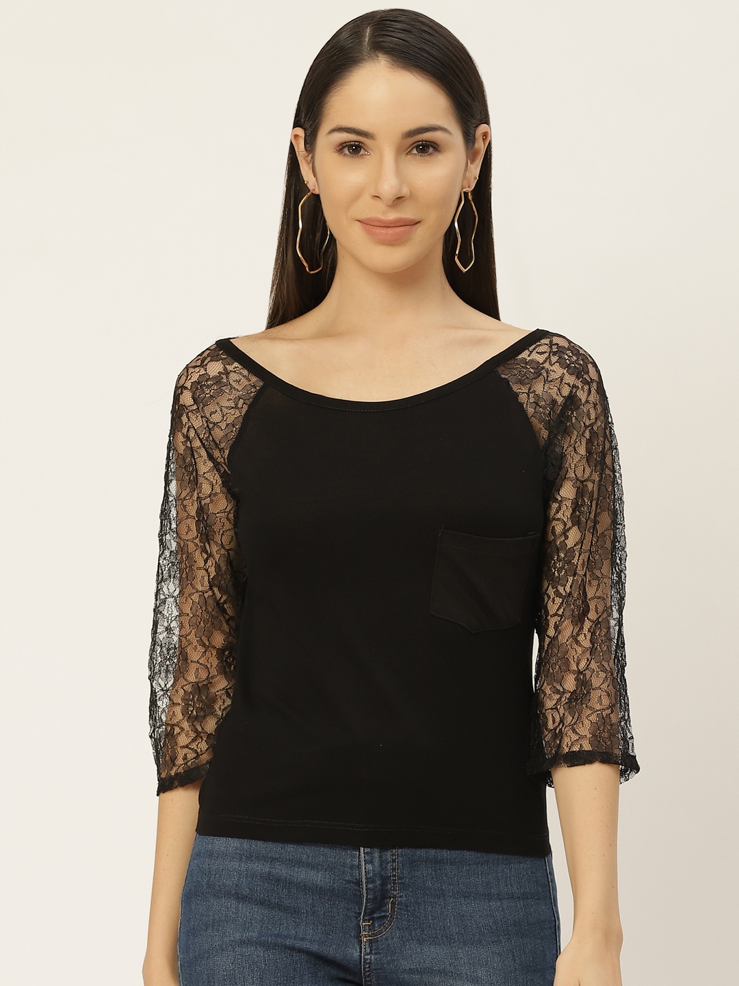 

Belle Fille Women Black Solid Regular Top