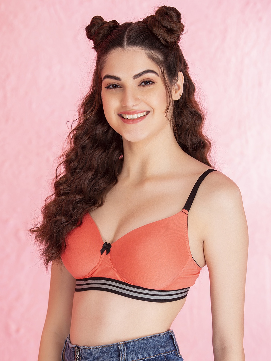 

Clovia Padded Non-Wired Full Cup Cotton T-shirt Bra BR2184P2236E, Peach
