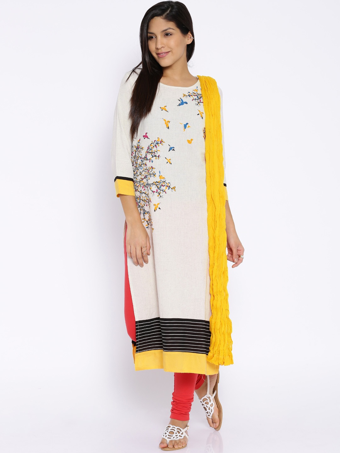 

Vishudh Off-White Printed Kurta