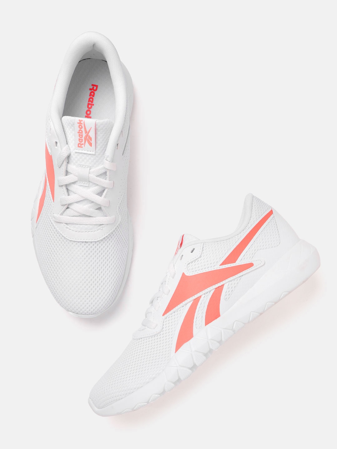 

Reebok Women White & Peach-Coloured Flexagon Energy 3.0 Knit Training Shoes