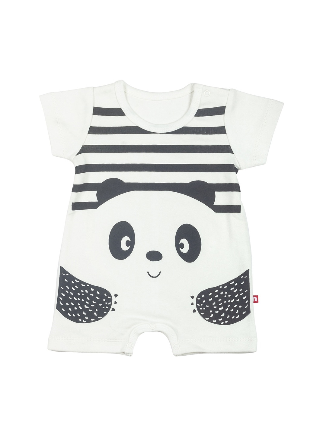 

Nino Bambino Infant Kids White & Black Printed Organic Cotton Sustainable Rompers