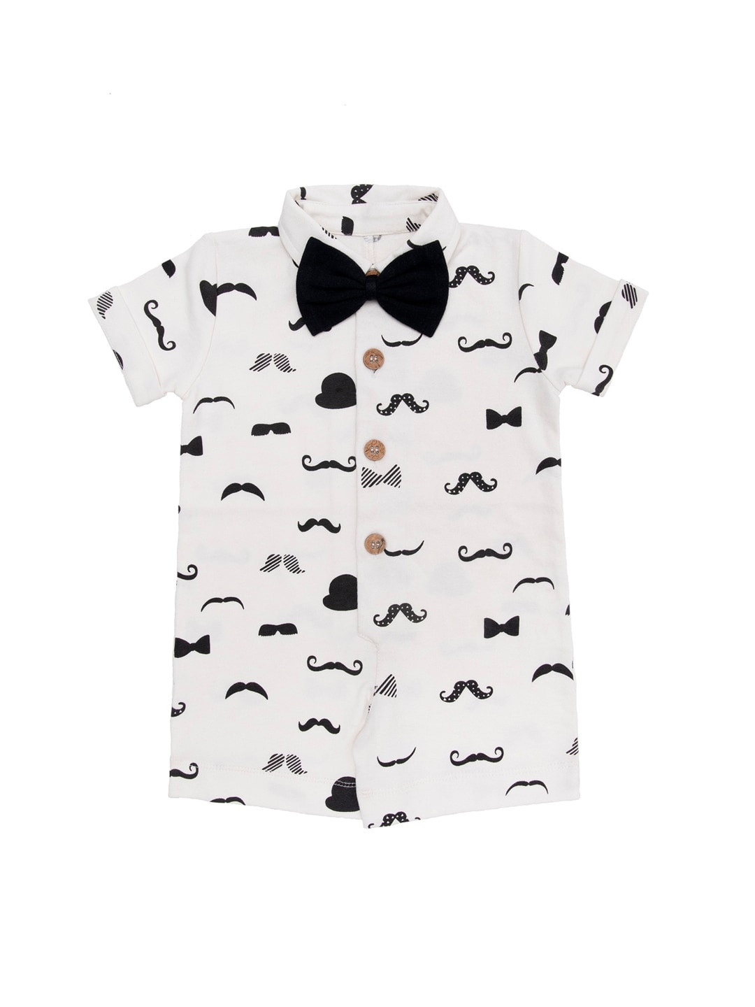 

Nino Bambino Boys White & Black Printed Organic Cotton Sustainable Romper