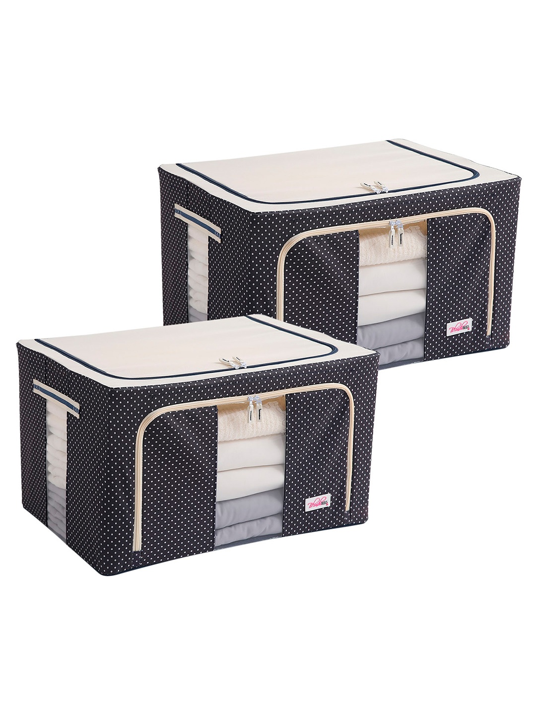 

BlushBees Set Of 2 Navy Blue & White Polka Dot Printed Wardrobe Organizers