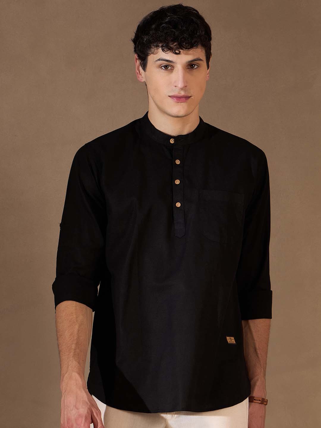 

DENNISON Men Black Cotton Kurta