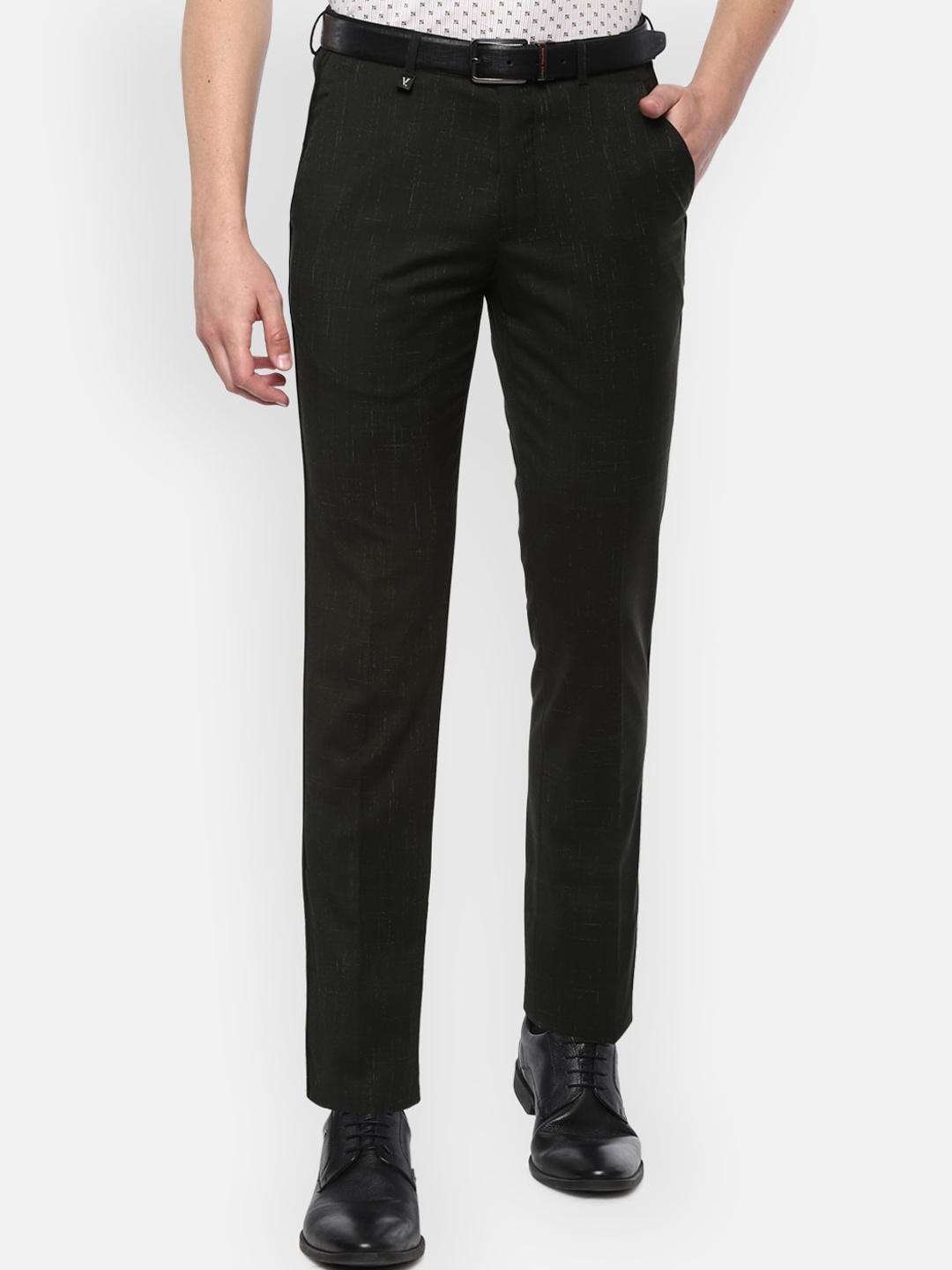 

V Dot Men Black Skinny Fit Self Design Formal Trousers