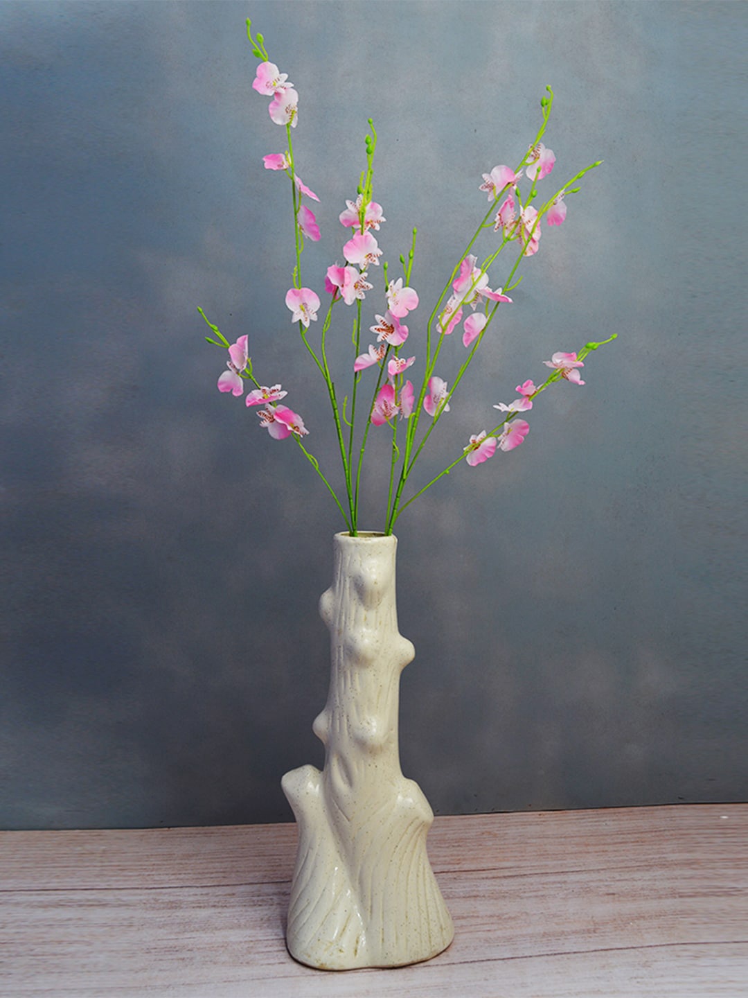 

fancy mart Set Of 2 Artificial Flower Bunch With Vase, Pink