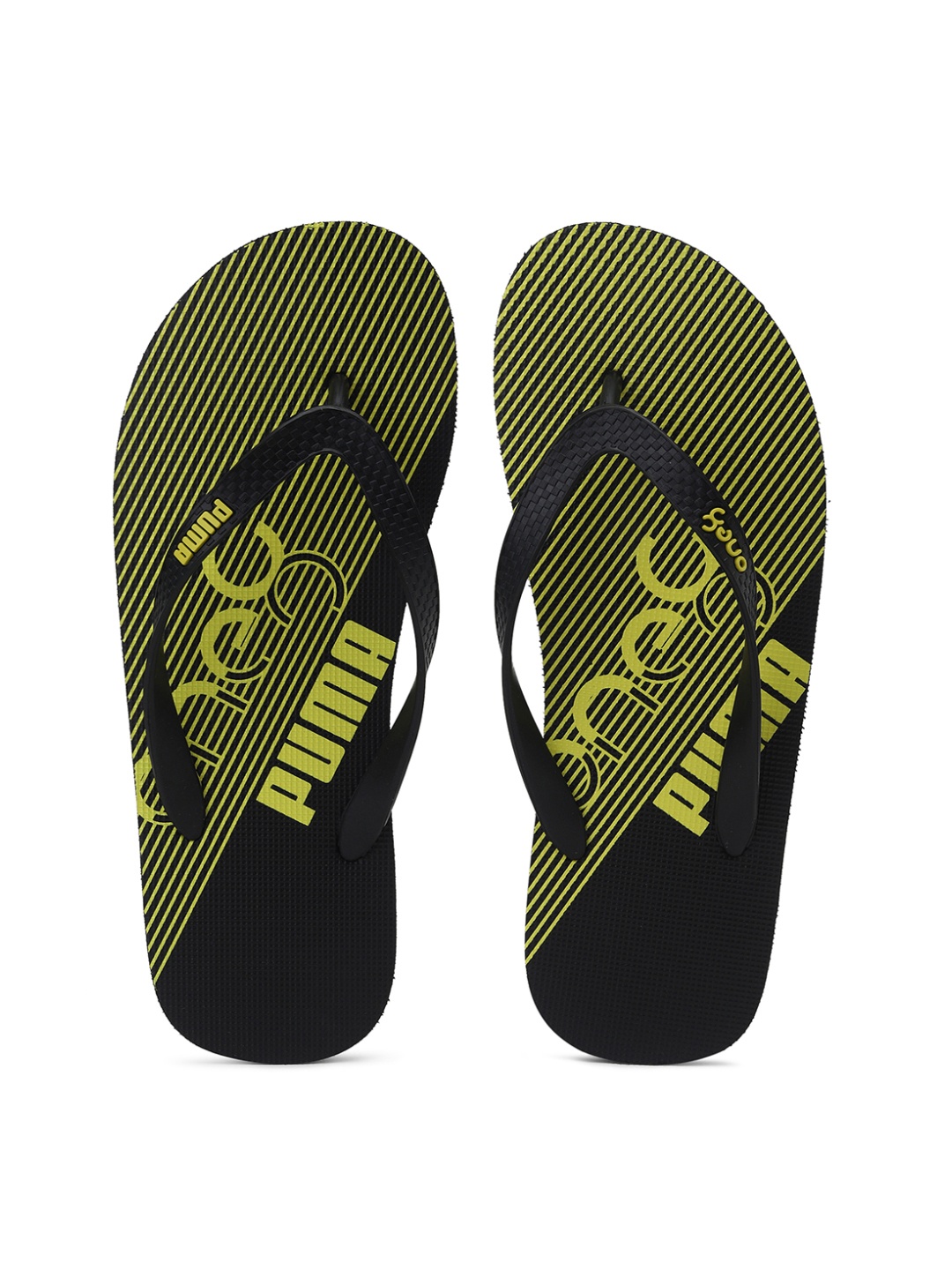

Puma Unisex Black & Yellow Printed Slip-On Flipflops