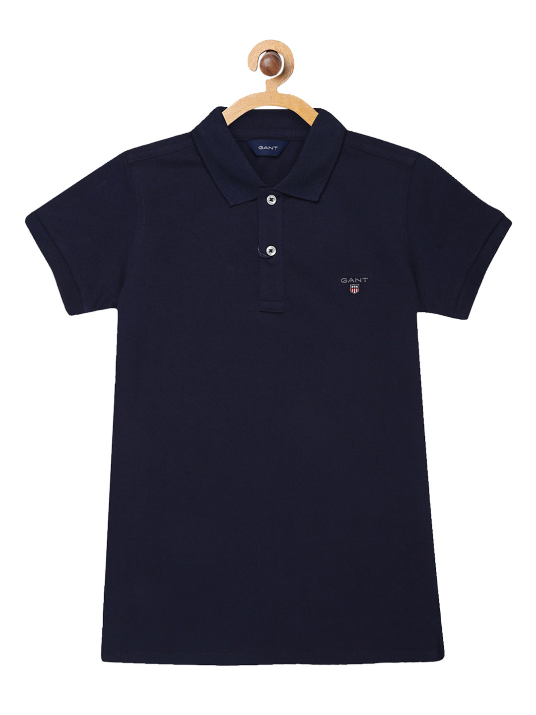

GANT Boys Navy Blue Solid Cotton Polo Collar T-shirt