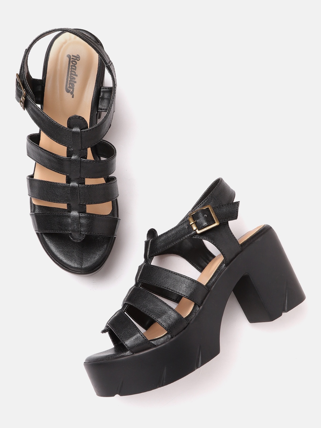 

Roadster Women Black Solid Platform Gladiators