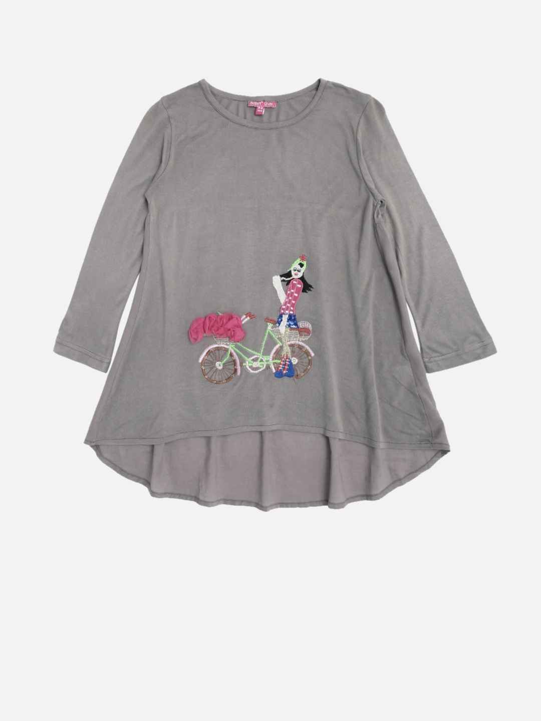 

Biba Girls Grey Embroidered Top