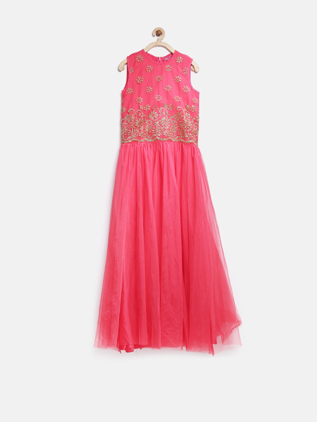 

BIBA Girls Pink Embroidered Maxi Dress