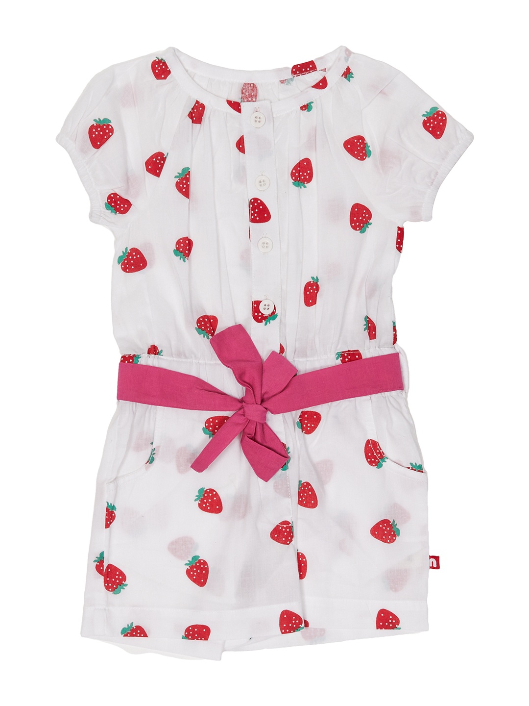 

Nino Bambino Girls White & Red Printed Organic Cotton Jumpsuit