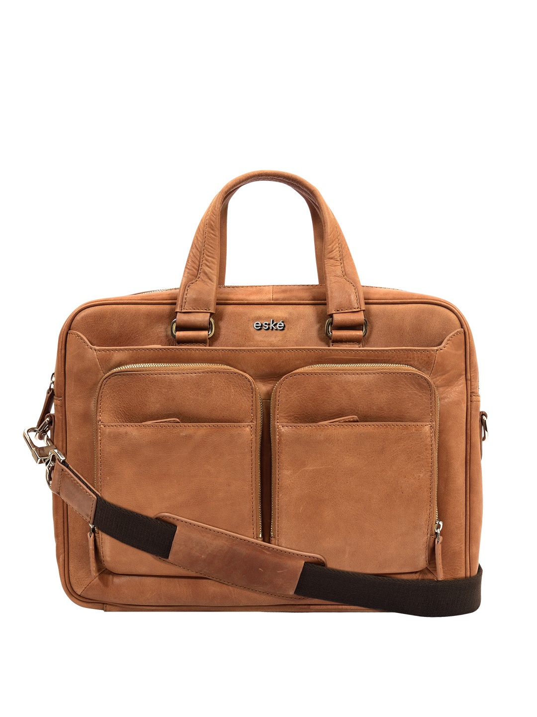 

Eske Men Brown Solid Leather Laptop Bag