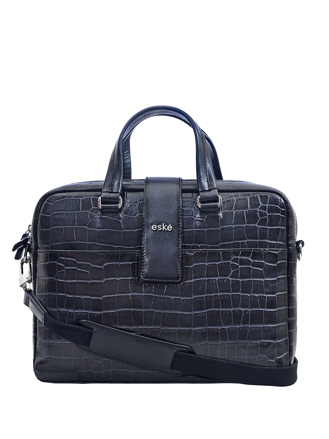 

Eske Men Navy Blue Textured Leather Laptop Bag