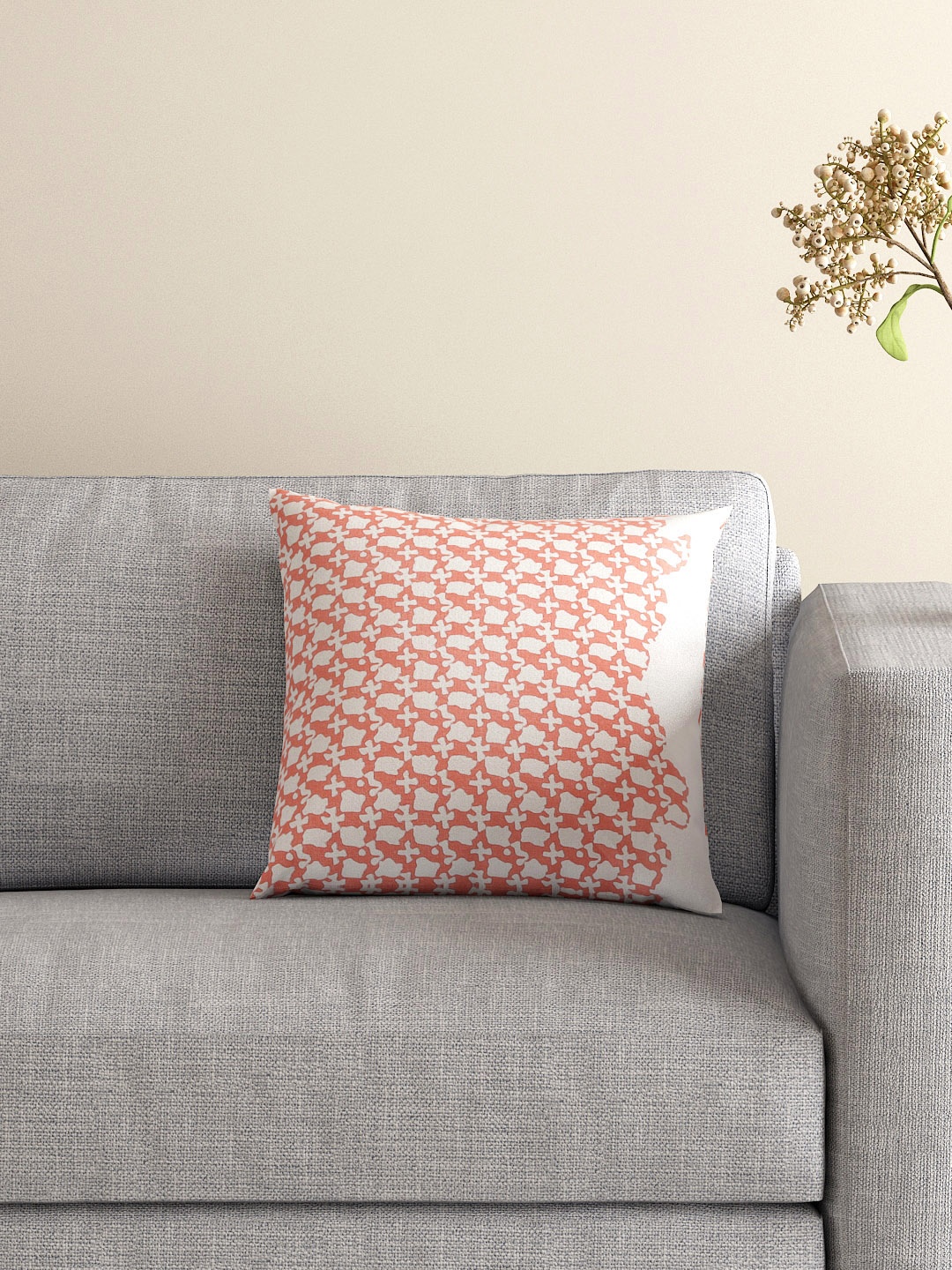 

BOMBAY DYEING Red Single Printed 16'' x 16'' Square Cushion with Cover
