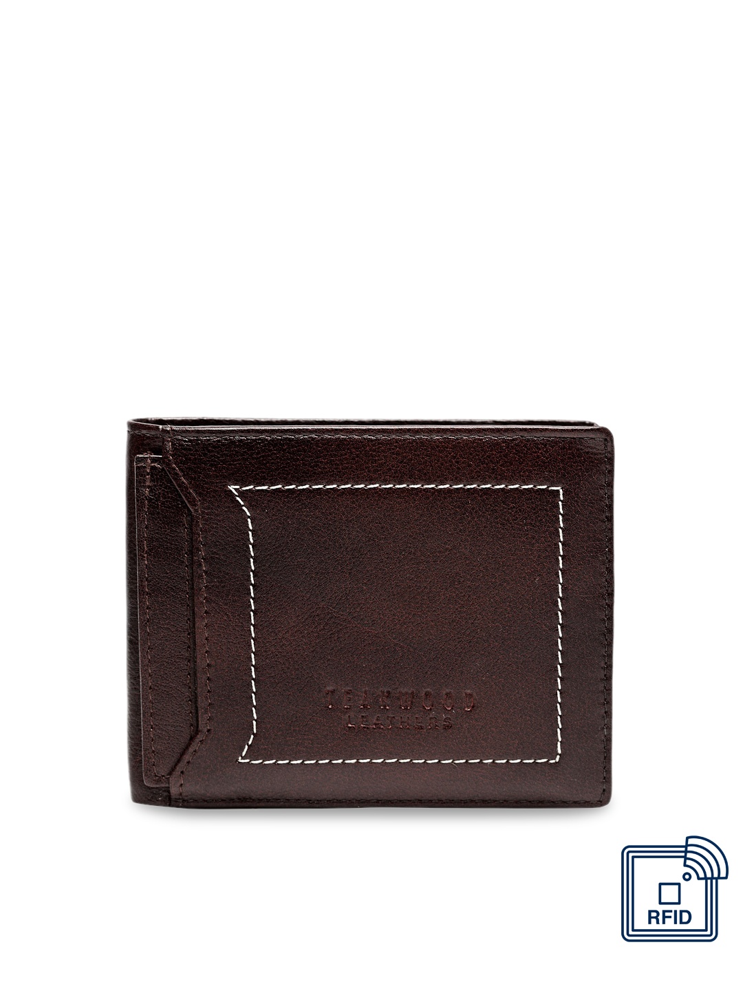 

Teakwood Leathers Men Brown Woven Design Two Fold Wallet