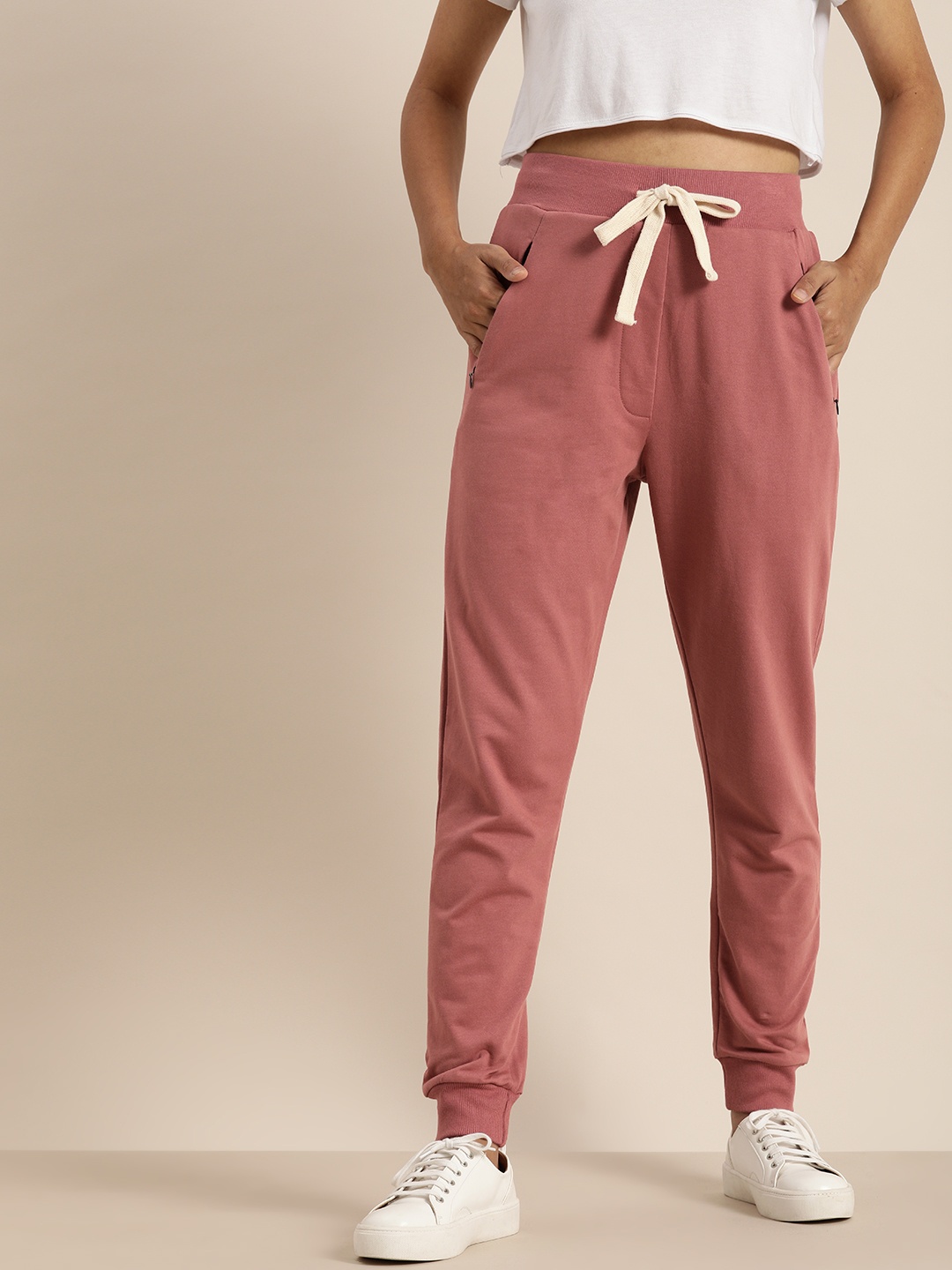 

DILLINGER Women Pink Solid Knitted Slim Fit Joggers