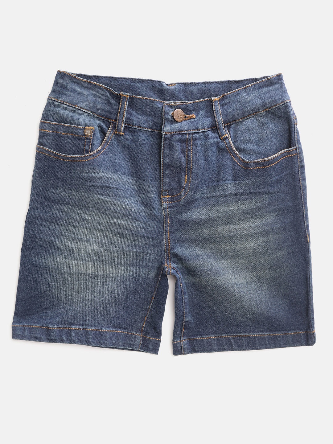 

Cherry Crumble Boys Navy Blue Pure Cotton Washed Regular Fit Denim Shorts