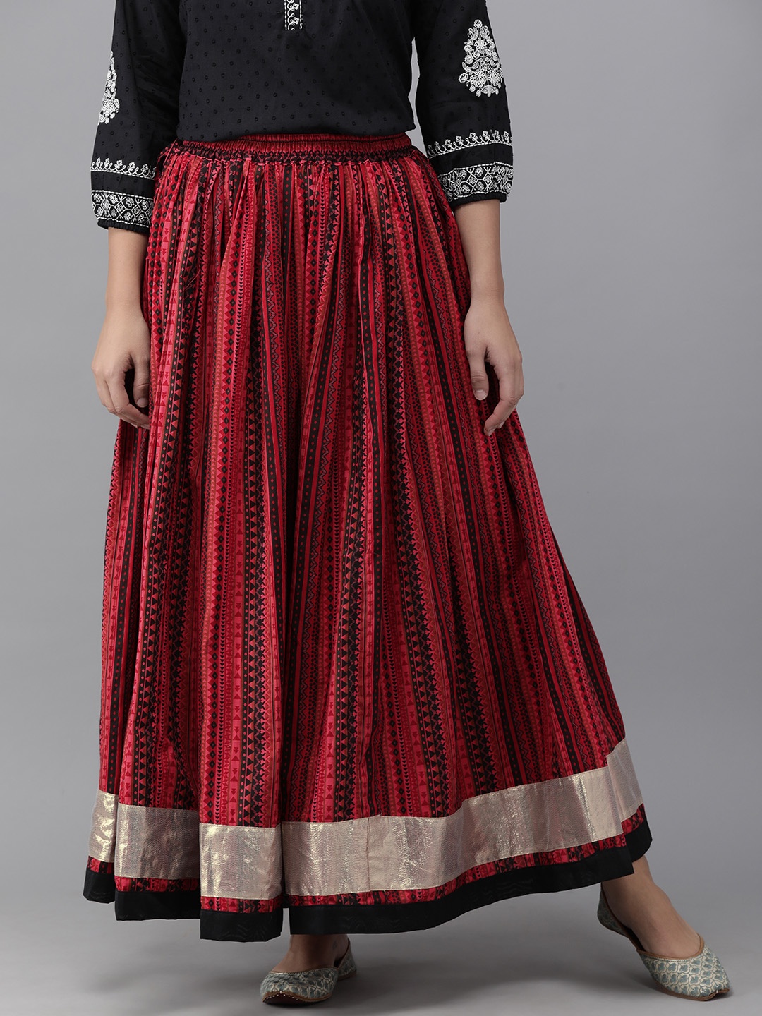 

Geroo Jaipur Hand Block Printed Red Pure Cotton Sustainable Skirt