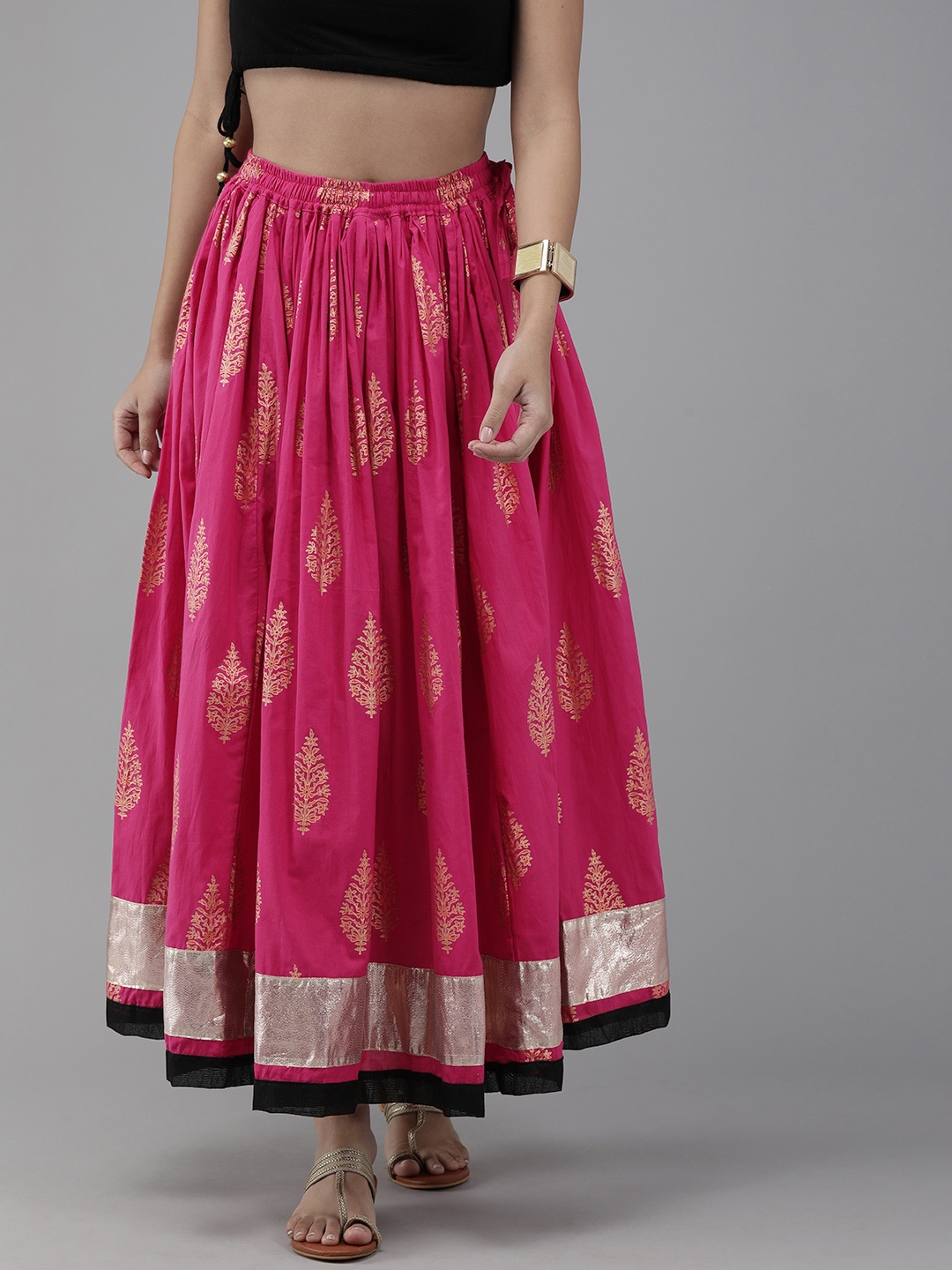 

Geroo Jaipur Hand Block Printed Pink Pure Cotton Sustainable Skirt