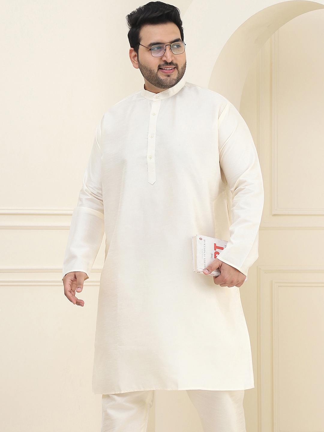 

SOJANYA PLUS Size Men Off White Kurta