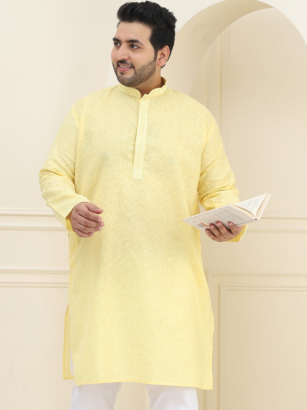 

SOJANYA PLUS Men Pure Cotton Yellow Kurta