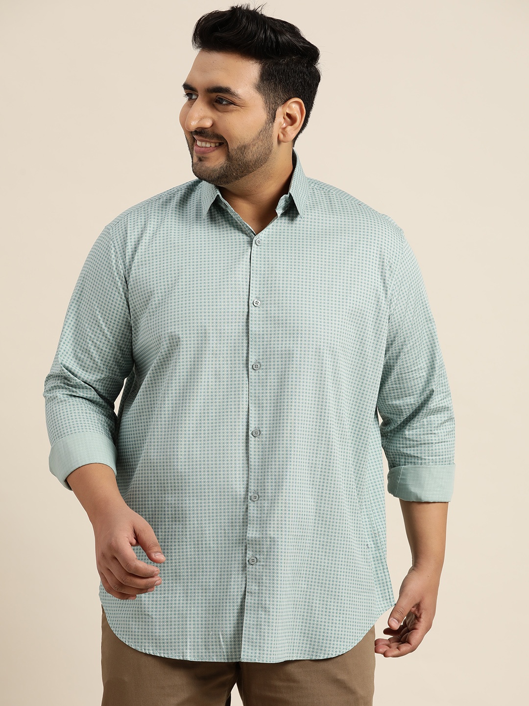 

SOJANYA PLUS Men Green Pure Cotton Classic Printed Casual Shirt