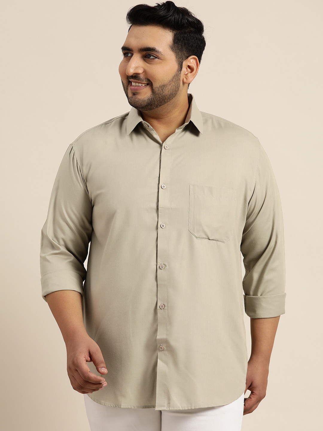 

SOJANYA PLUS Men Beige Classic Casual Shirt