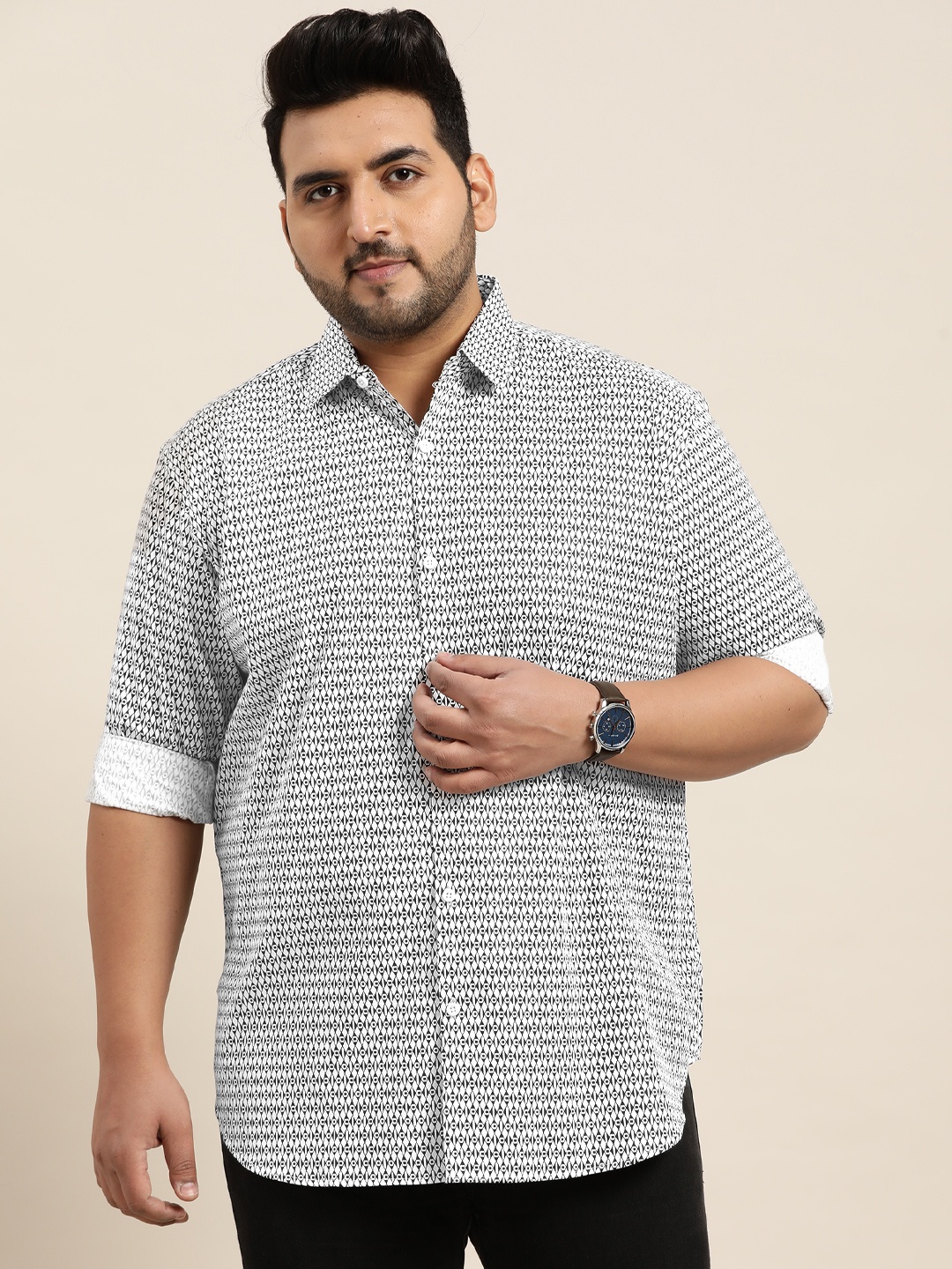 

SOJANYA PLUS Men White Classic Printed Casual Shirt