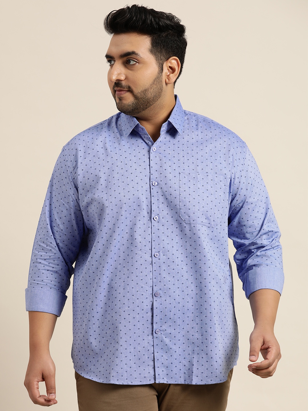 

SOJANYA PLUS Men Blue Pure Cotton Classic Printed Casual Shirt