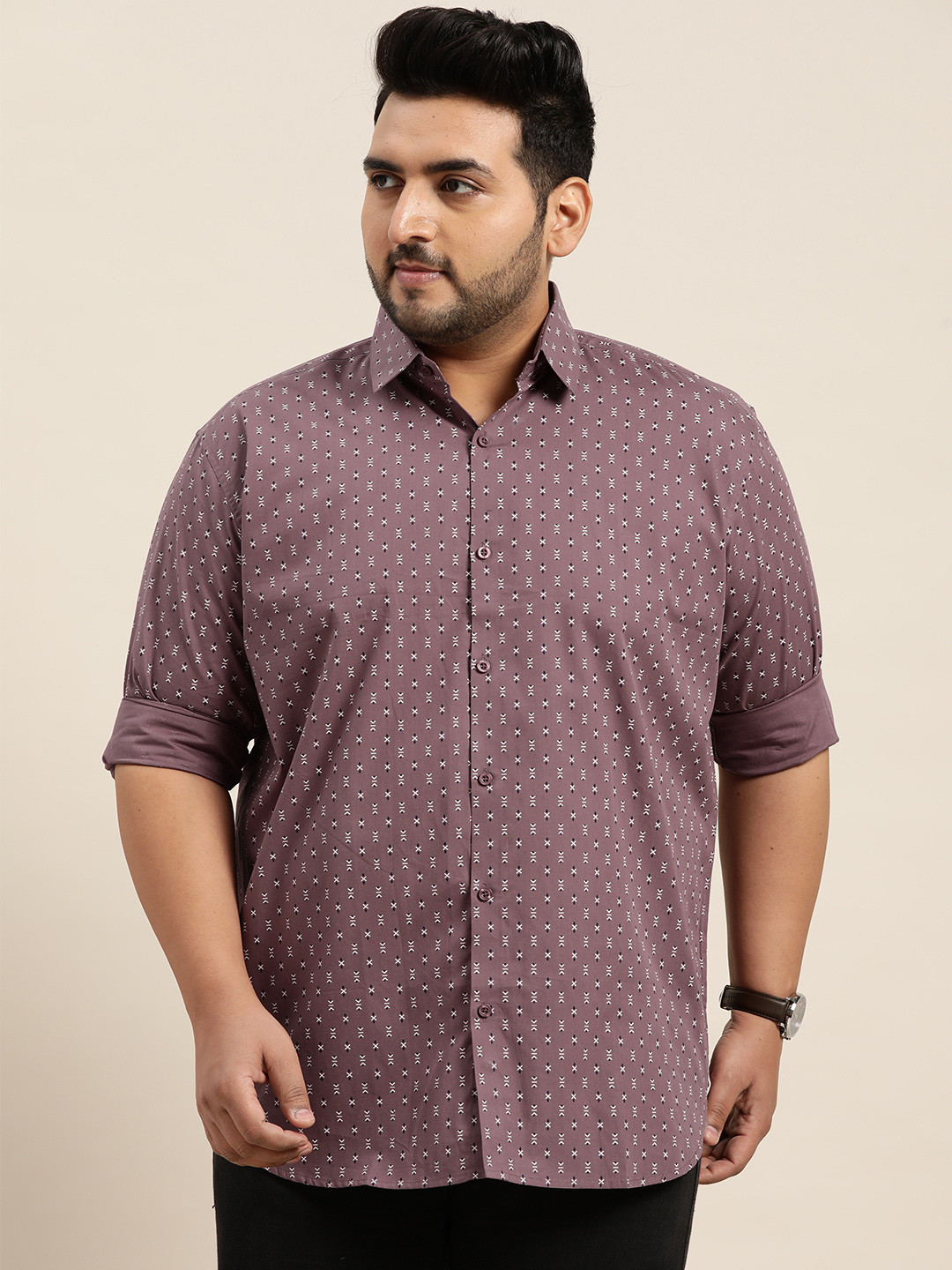 

SOJANYA PLUS Men Purple Classic Printed Casual Shirt