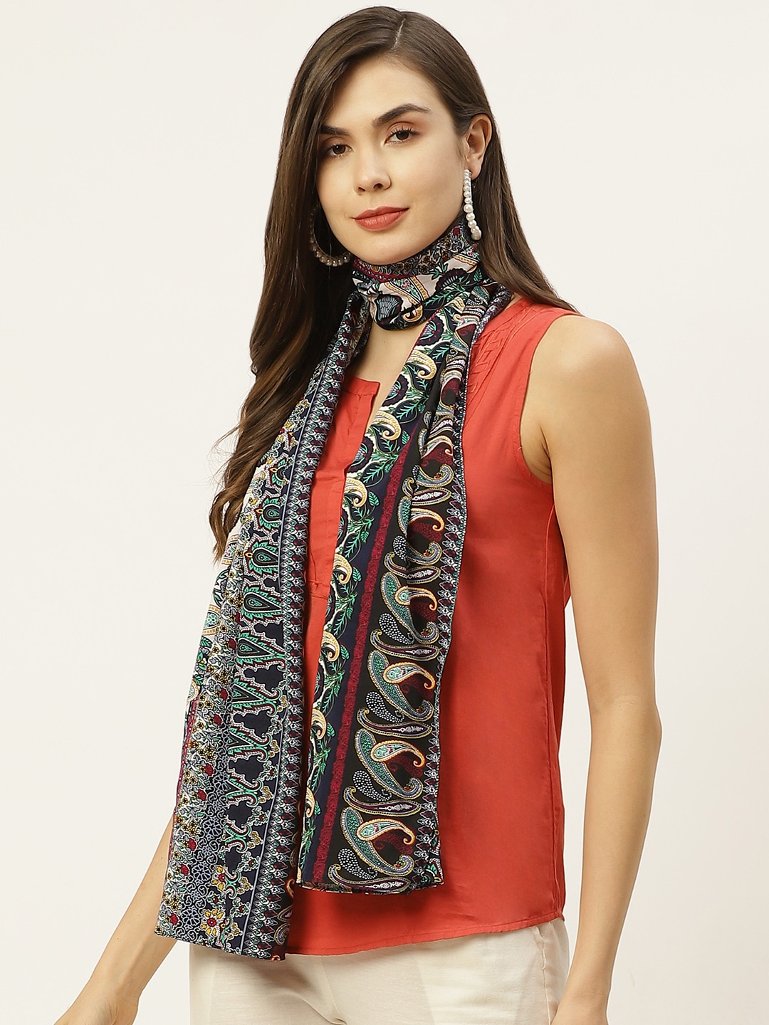 

Anouk Women Black & White Ethnic Motifs Print Stole