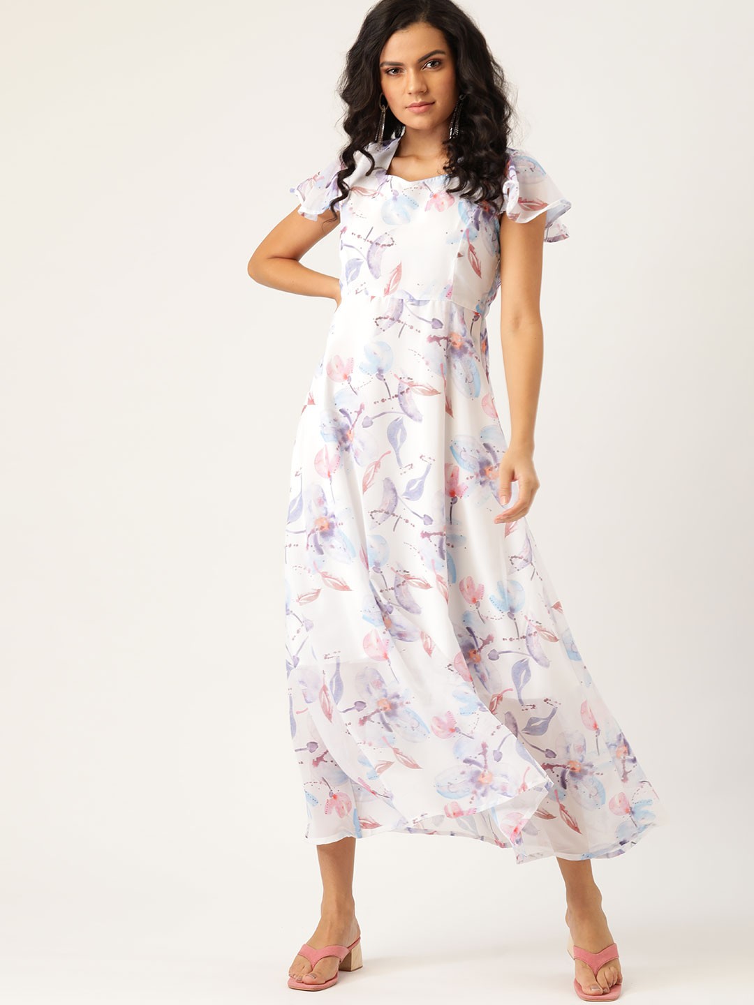 

Moda Rapido White & Lavender Floral Maxi Dress