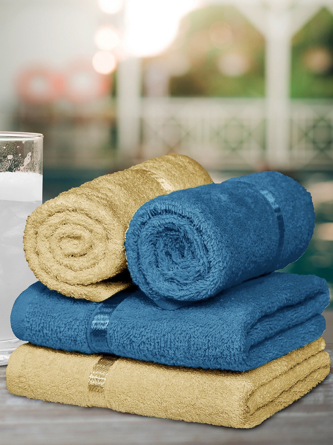 

Story@home Set Of 4 Solid 450 GSM Cotton Hand Towels, Navy blue