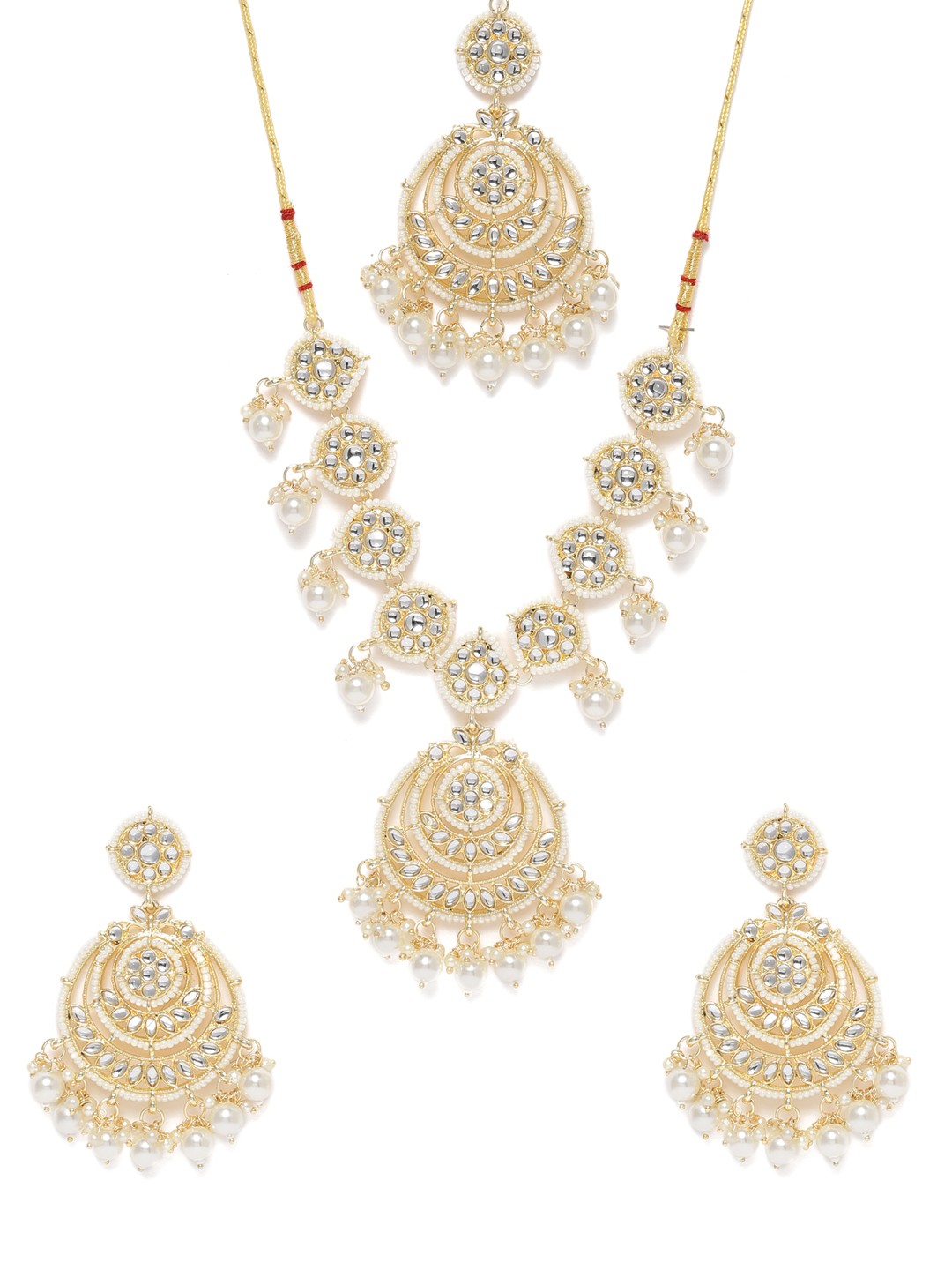 

Zaveri Pearls White Gold-Plated Kundan Wedding Collection Jewellery Set