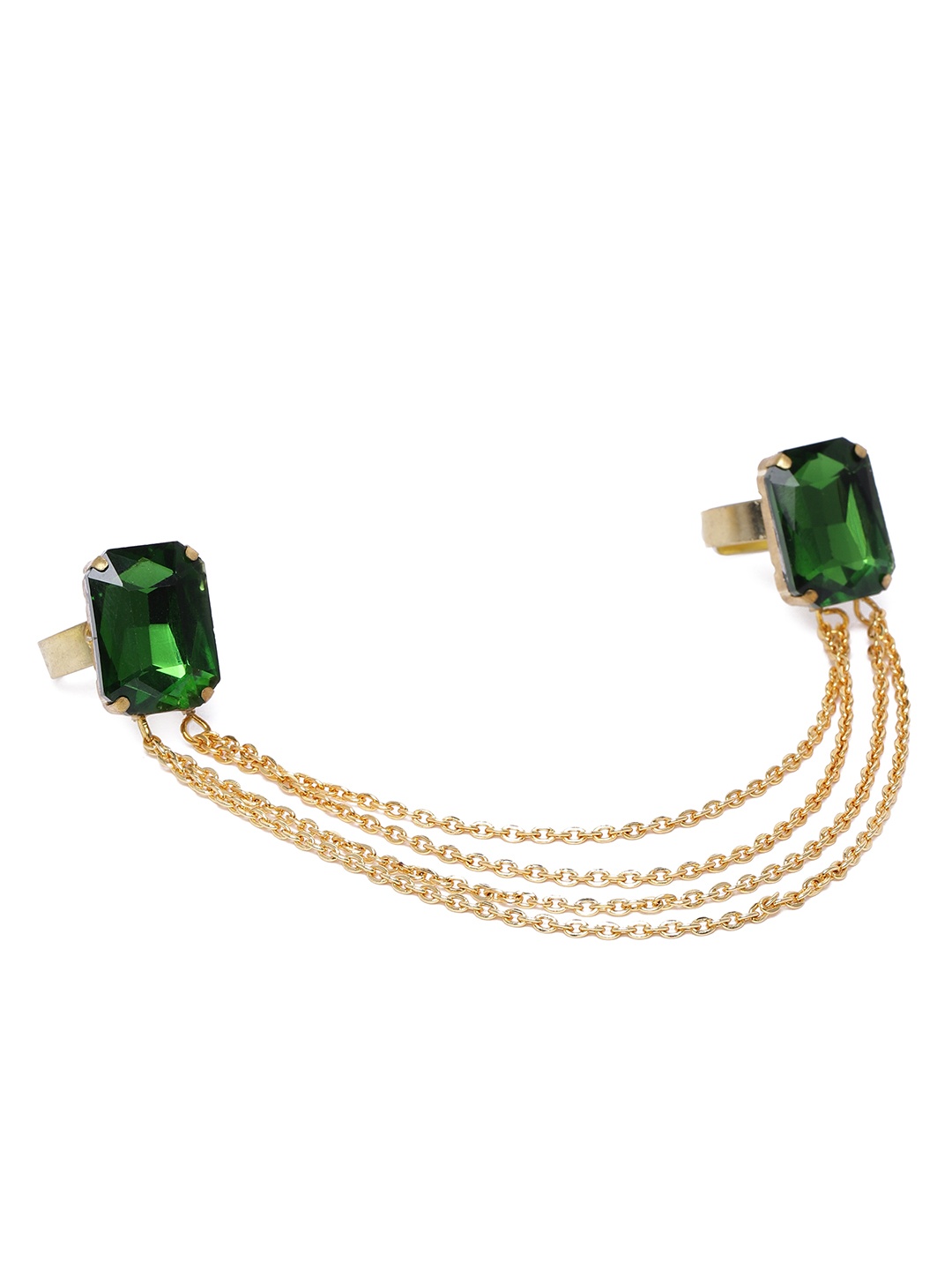 

Zaveri Pearls Women Green Gold-Plated Double Finger Ring