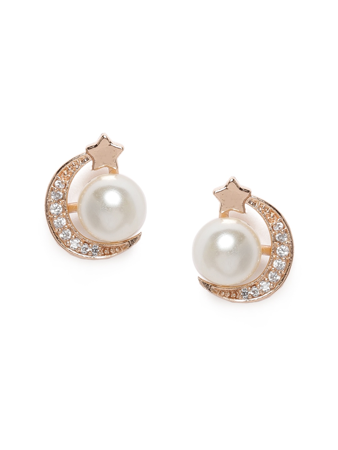 

Zaveri Pearls Rose Gold Geometric Contemporary Studs